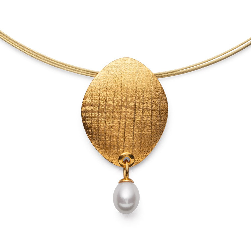 925/- Vedhæng fg børstet/blank, kulturperle 3,48ct