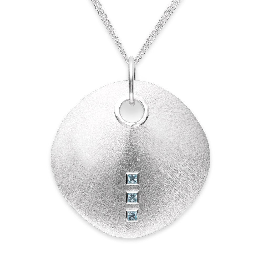 925/- Vedhæng mat/børstet, blå topas 0,59ct