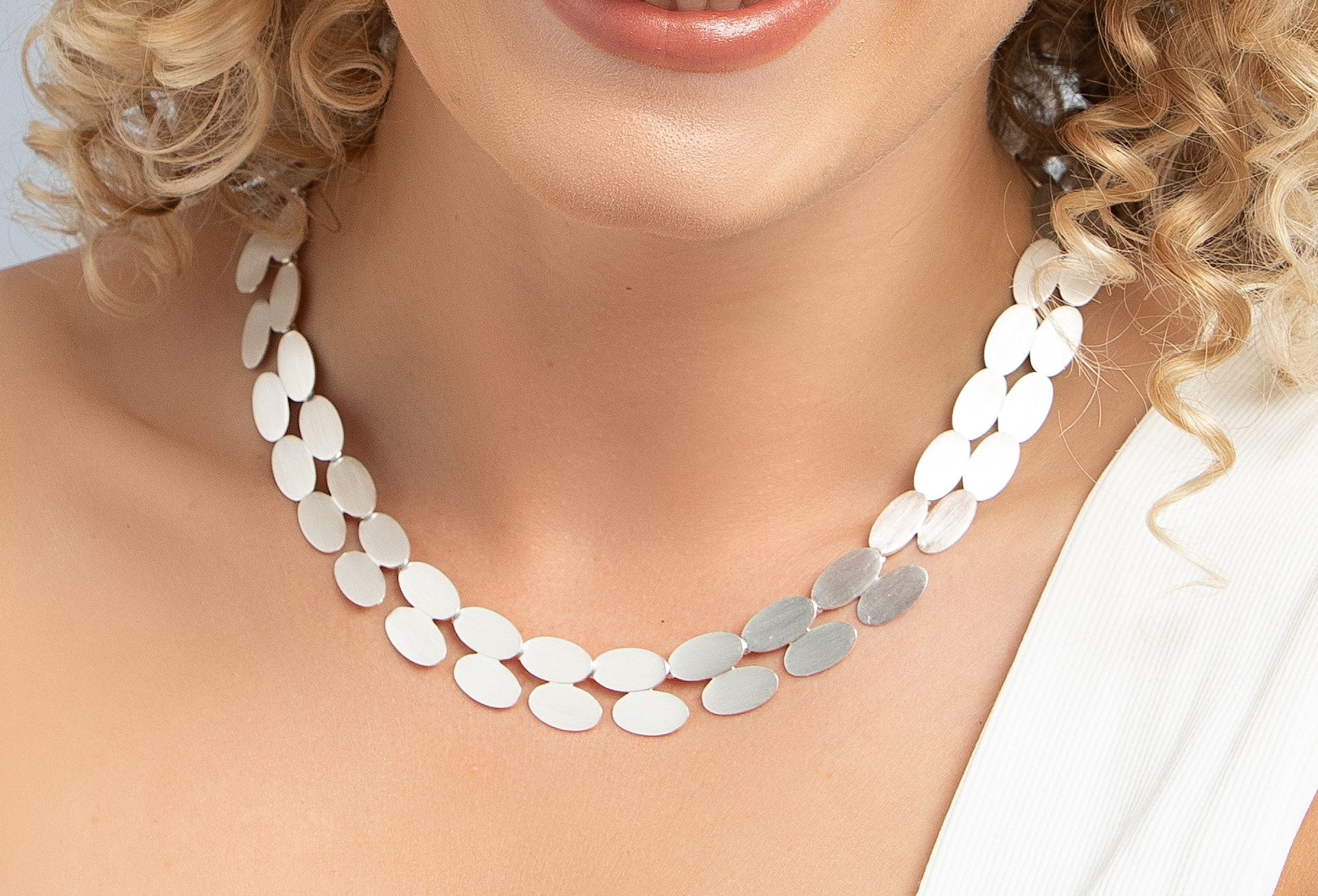 925/- Collier mat., 43cm + 5cm