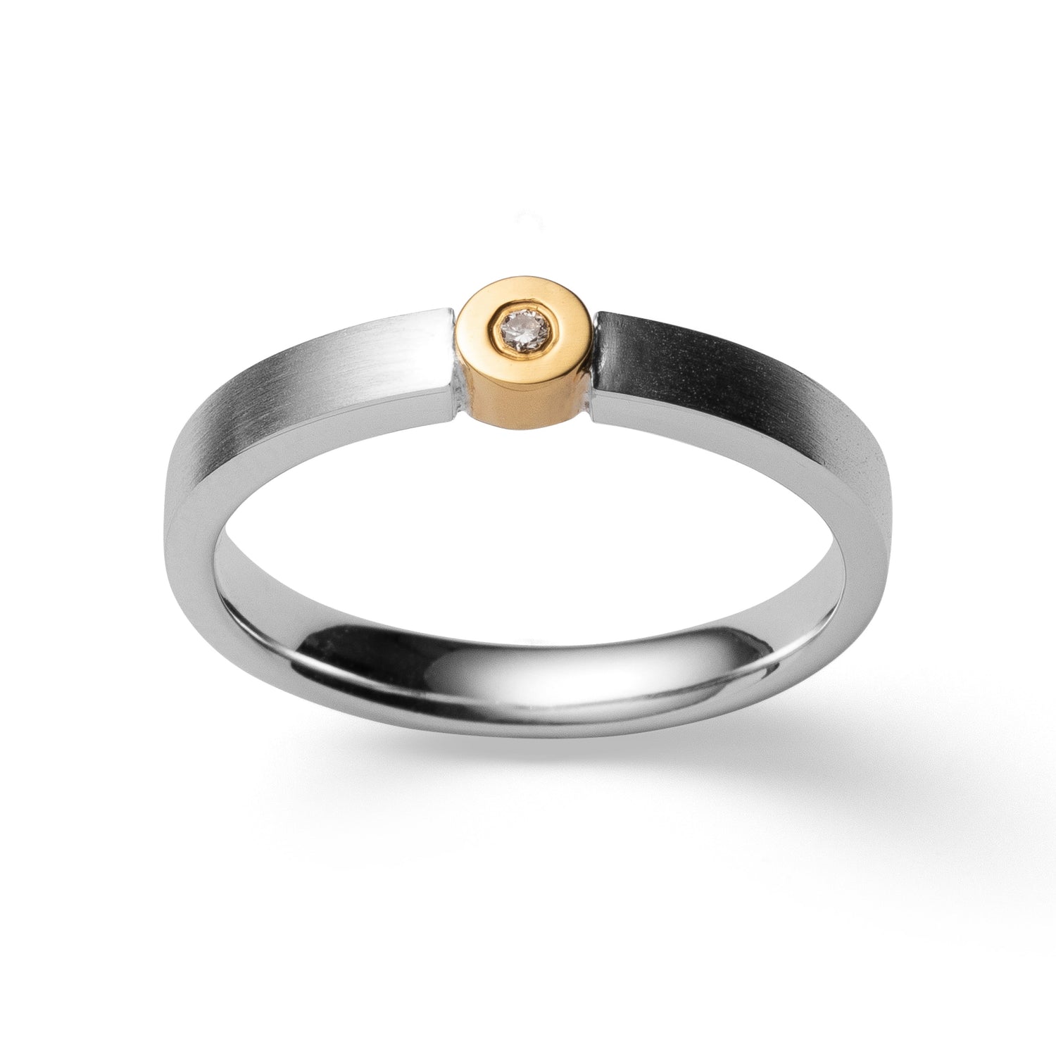 925/- Ring, teilmattiert, Brillant 0,02ct W-SI - 50 / Nicht rhodiniert