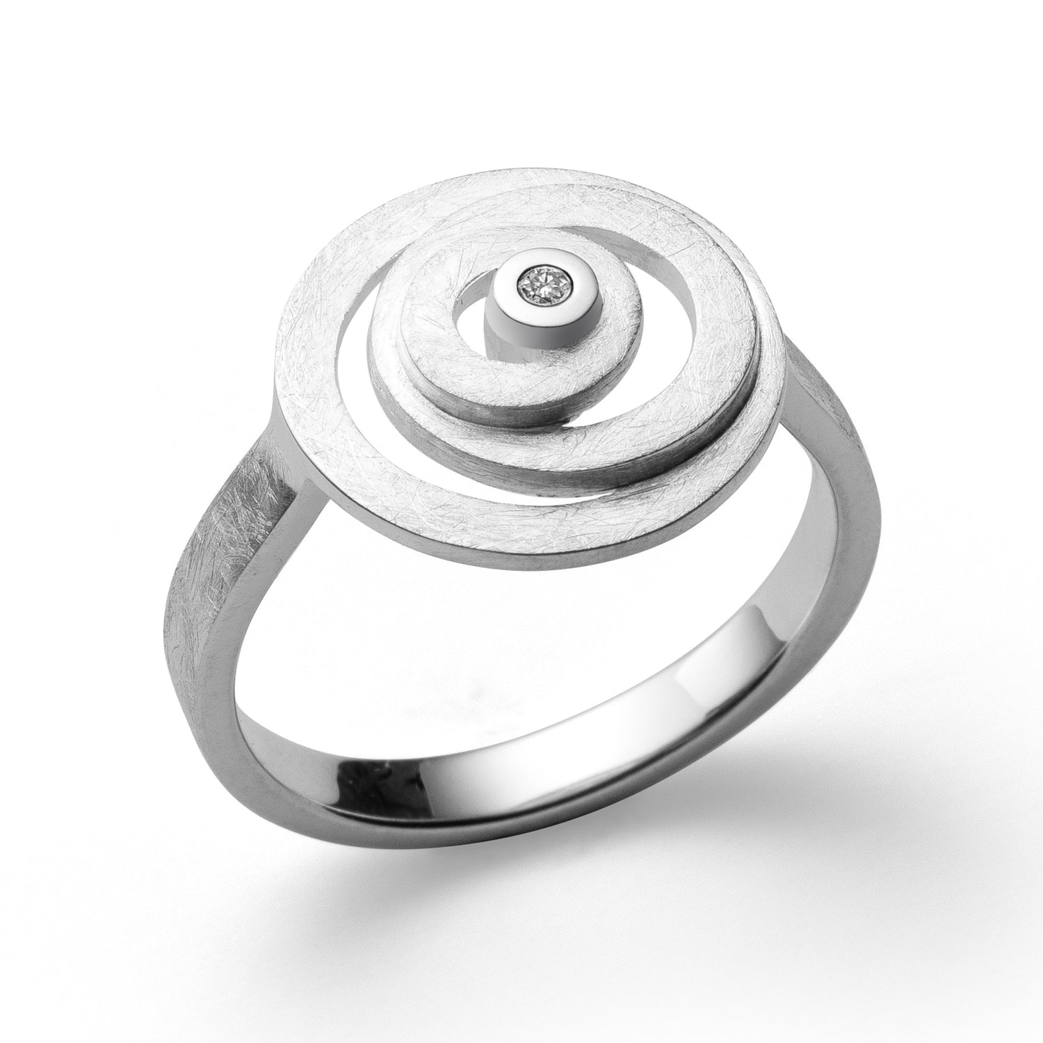 925/- Ring gebürstet, Brillant 0,01ct W-SI - 52 / Nicht rhodiniert