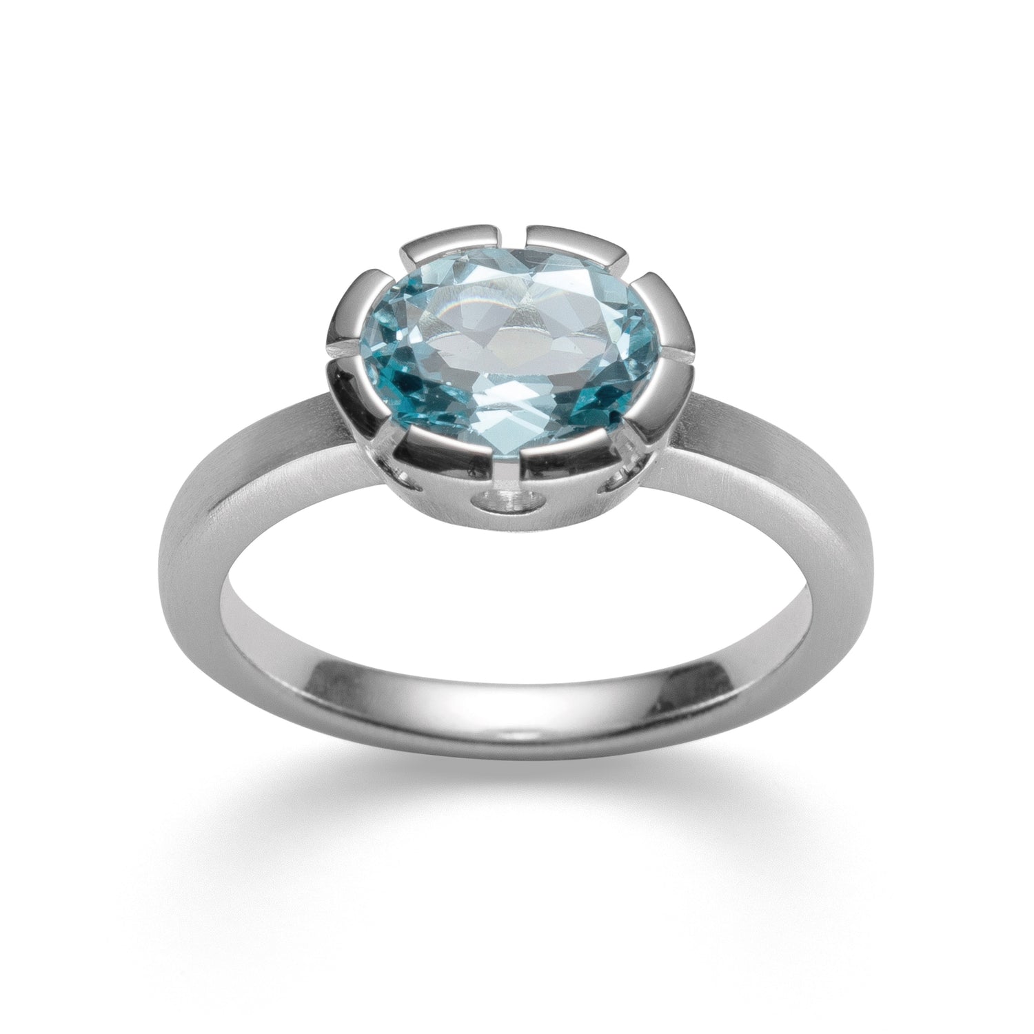 925/- Ringrohling, Blautopas 1,96 ct - 52 / Nicht rhodiniert