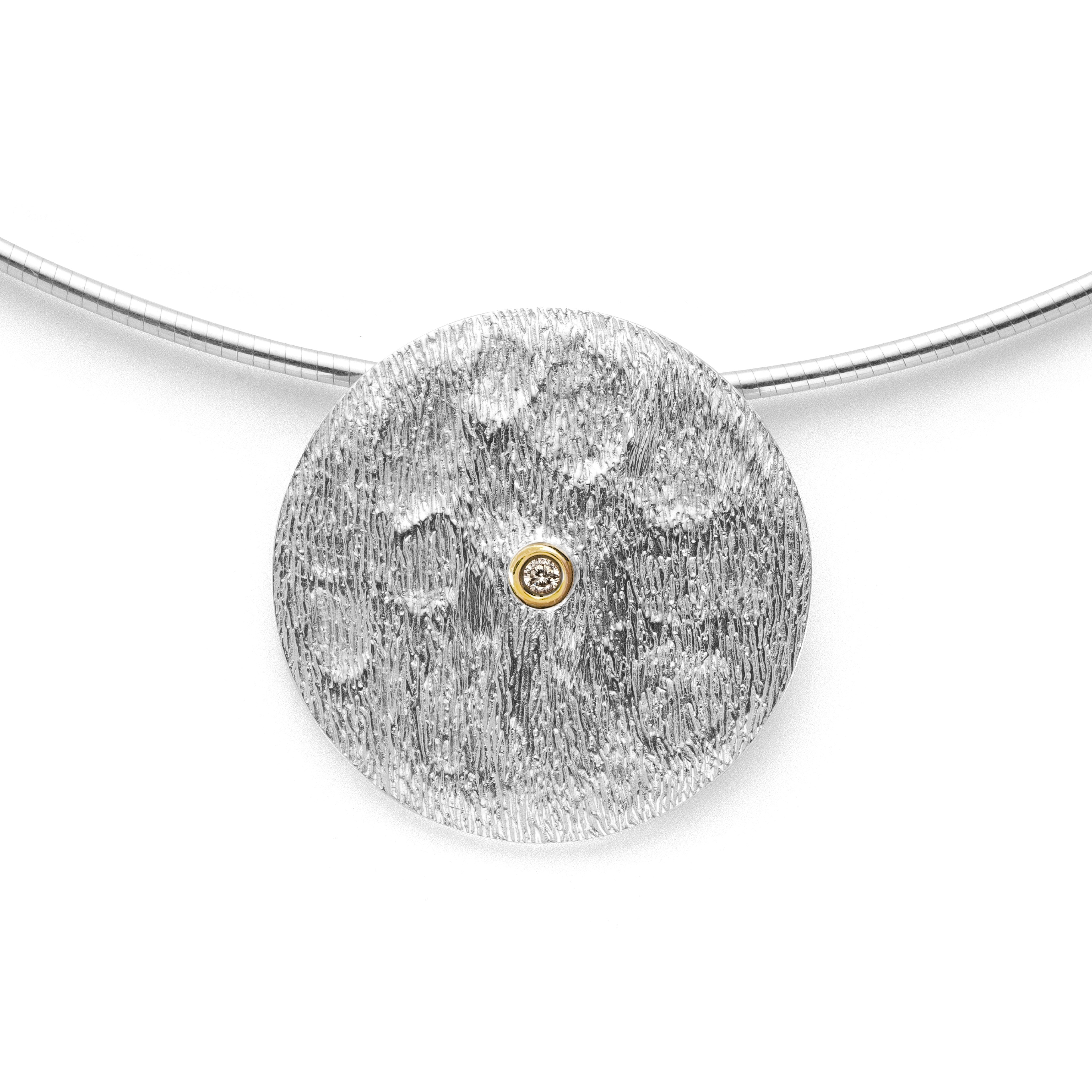 925/- Vedhæng, delvis fg, rho. satin 0,03ct W-SI