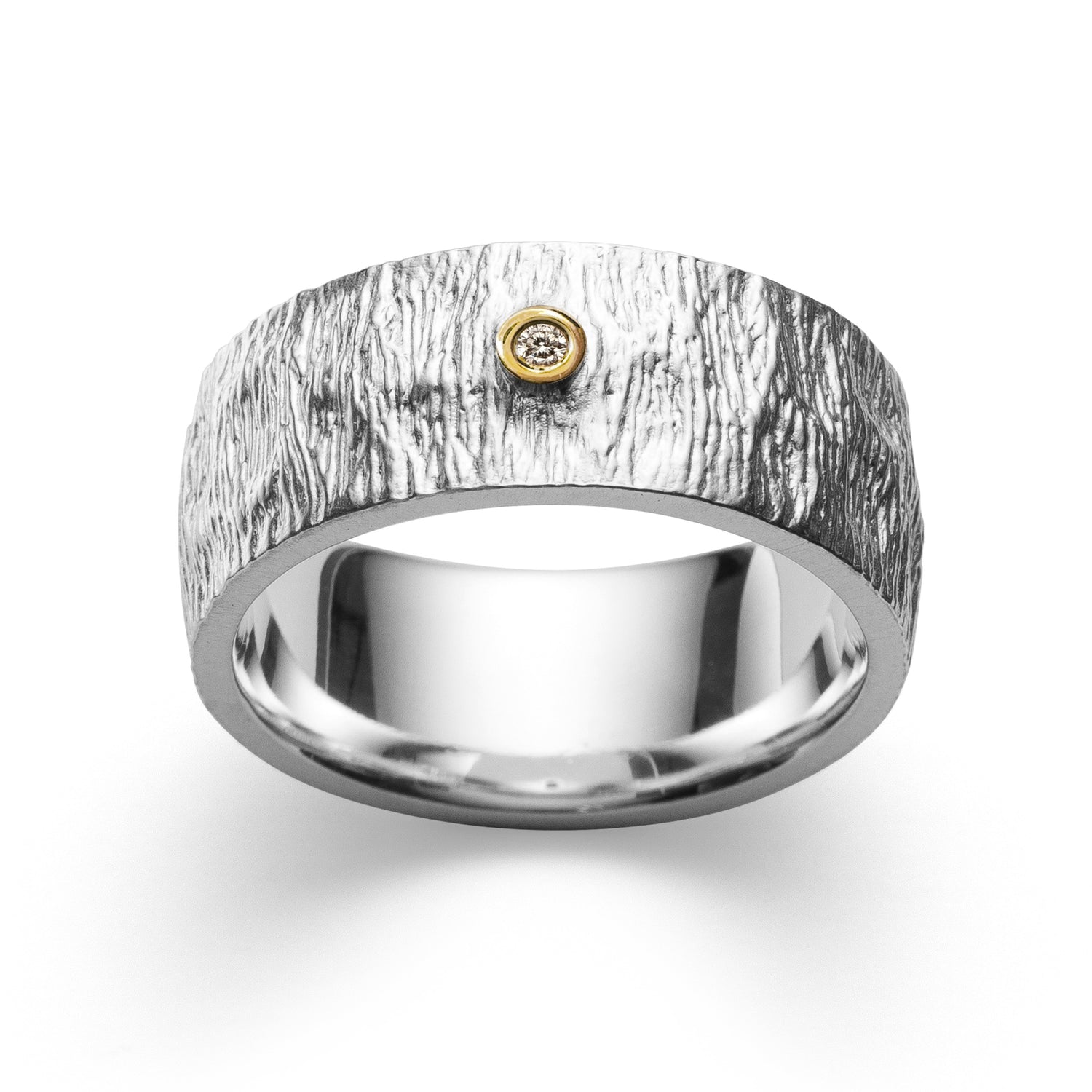 925/- Ring, teils fg satiniert, 0,02ct W-SI - 54 / Nicht rhodiniert