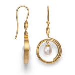 925/- earrings, gp satin/pol., pearls 3,03ct