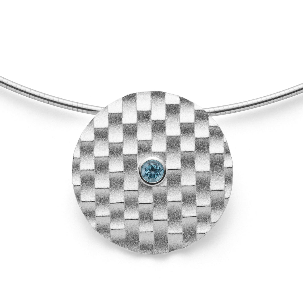 925/- Vedhæng sandblæst, blå topas 0,22ct