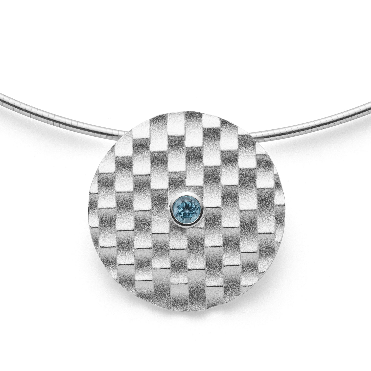 925/- Anhänger Sand Matt, Blau Topas 0,22ct