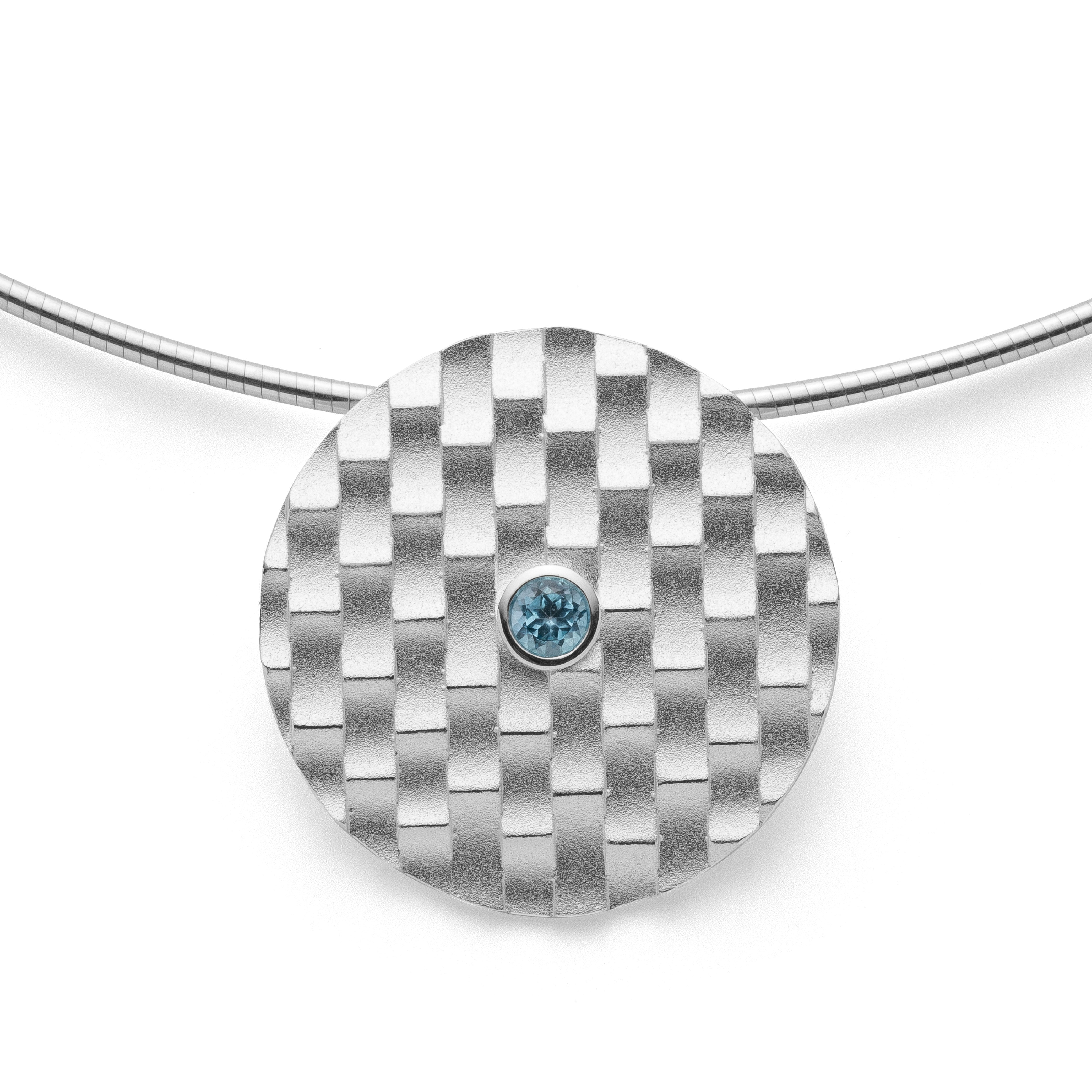 925/- Vedhæng sandblæst, blå topas 0,22ct