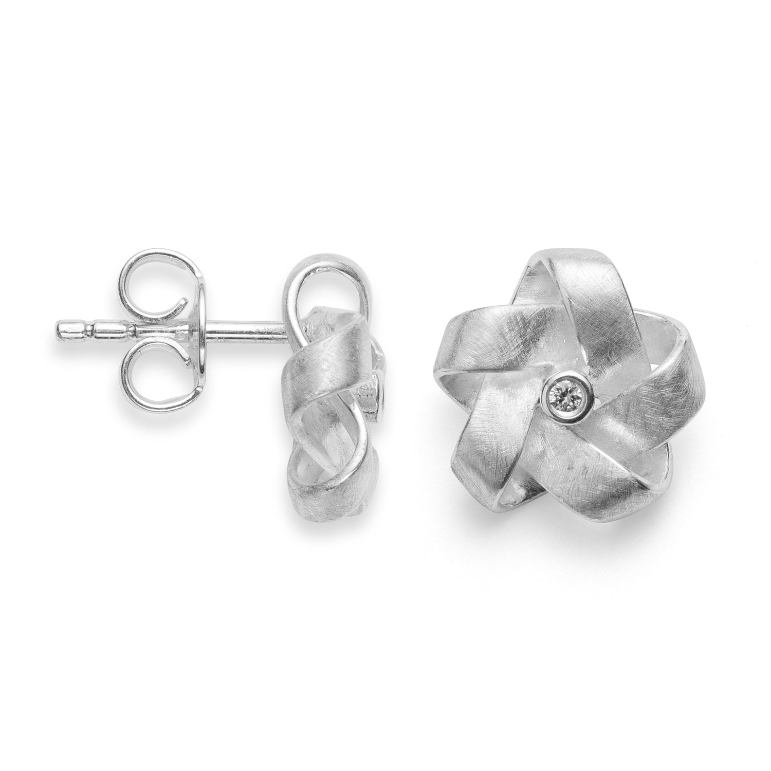 925/- Ohrringe mattiert br 0,02ct W-SI - Nicht rhodiniert