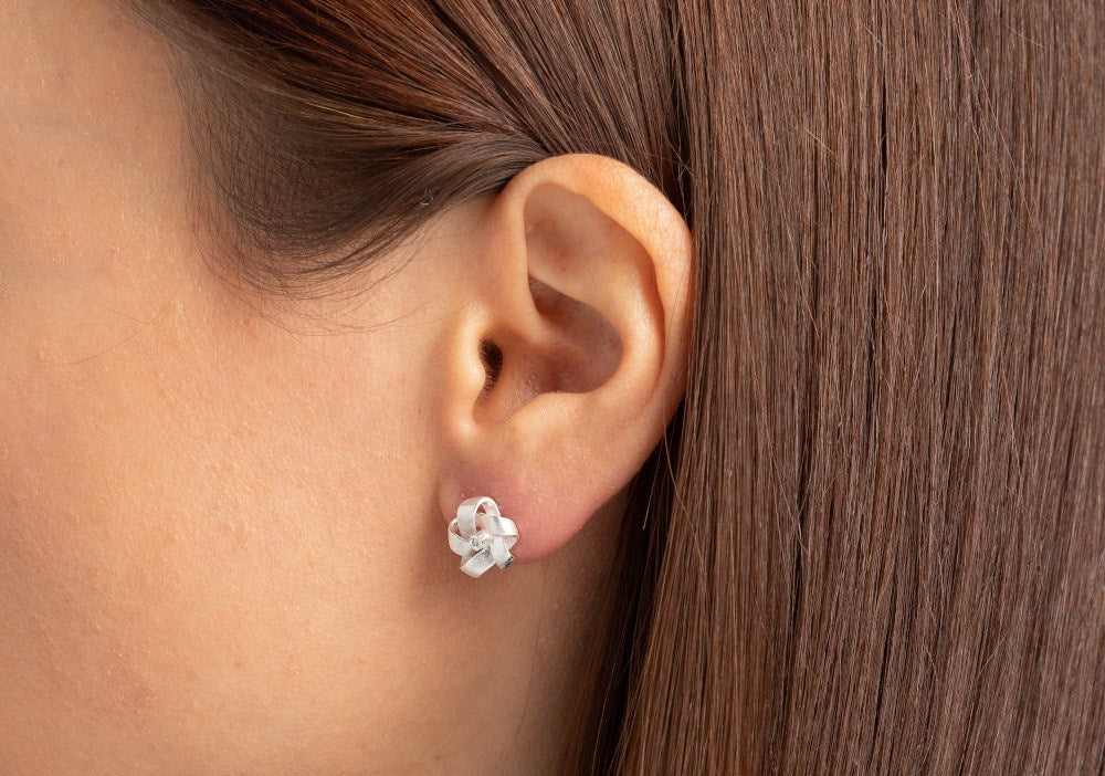 925/- Ohrringe mattiert br 0,02ct W-SI - Nicht rhodiniert