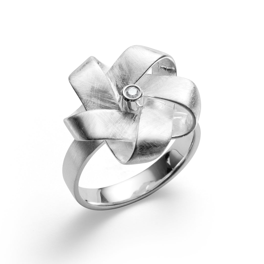 925/- ring mat, brillant 0,03ct W-SI