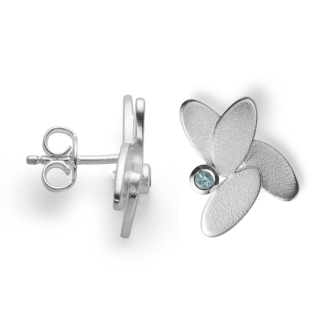 925/- earstud sand, blue topaz 0,09ct