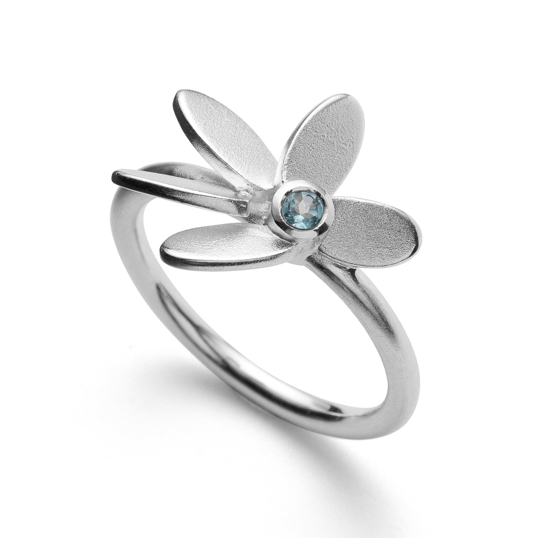 925/- Ringmatt, Blautopas 0,09ct