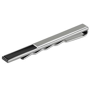 Platineret sølv slipseholder m/sort onyx