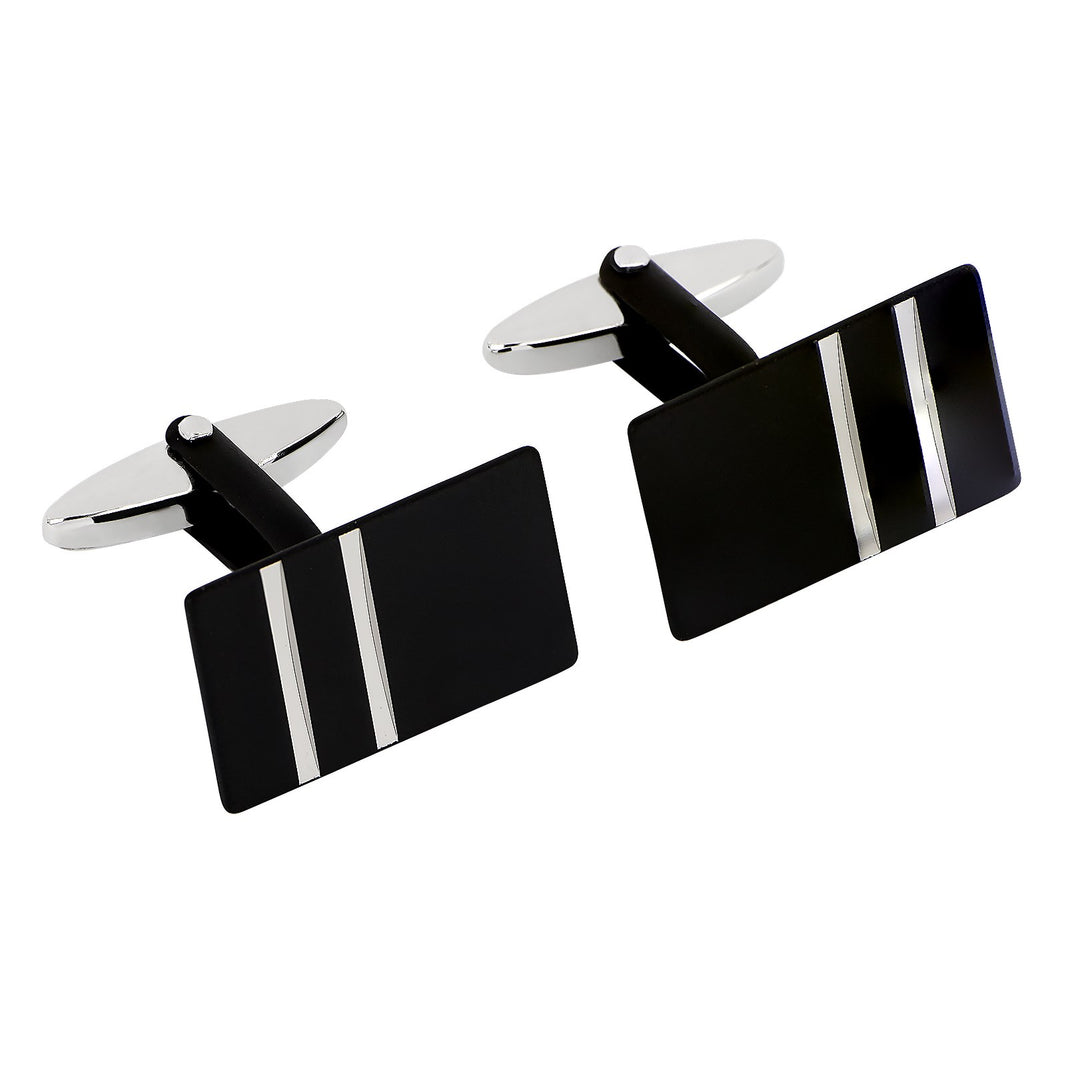 Cufflinks  rhd silver w. black powder