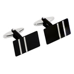 Cufflinks  rhd silver w. black powder