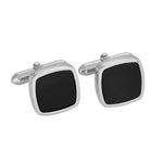 Rhod. Silber Manschettenknöpfe schwarzer Onyx