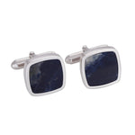 Rhodium-plated silver cufflinks with sodalite