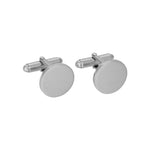 Rhodium-plated silver cuff links round 15mm