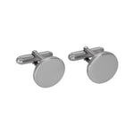 Rhodium-plated silver cuff links round 15mm