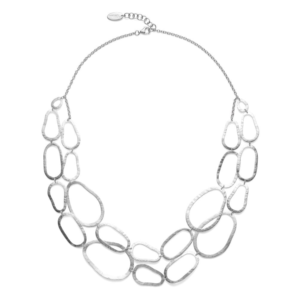 925/- necklace satin, round anchor, 19,68 + 1,57