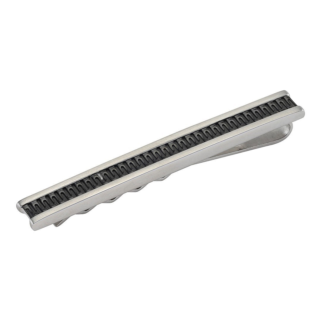 Herre stål slipseholder m. sort pvd belæg. (Struc