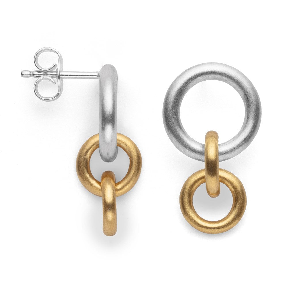 925/- Ohrstecker, teilmattiert - Nicht rhodiniert