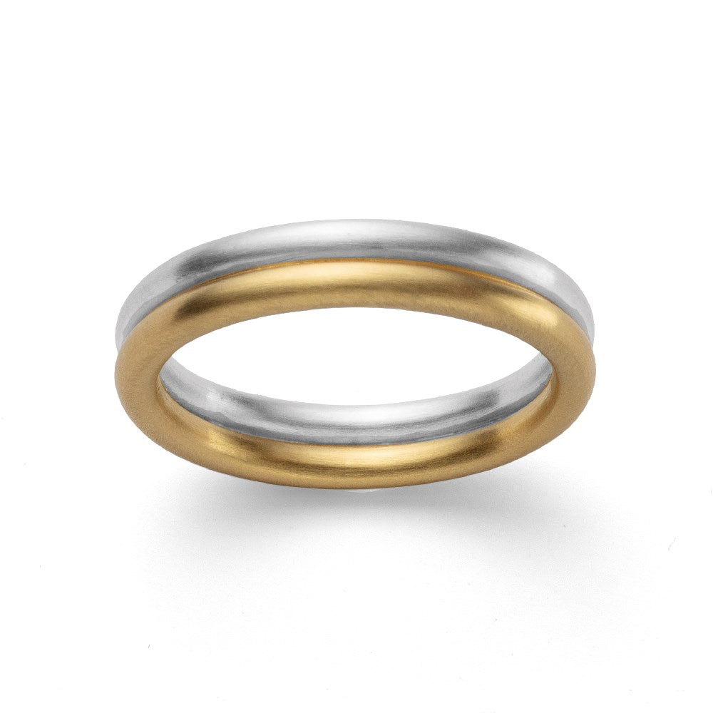 925/- Ring, teilmattiert - 52 / Nicht rhodiniert