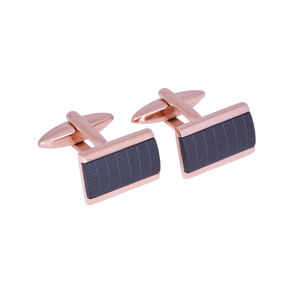 Rustfri stål manchetknapper rose m sort stribe