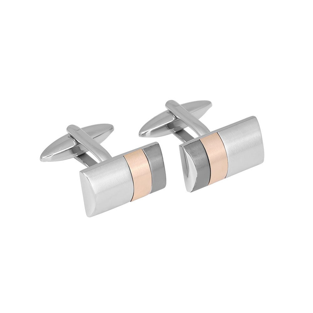 Rustfri stål manchetknapper børstet med fg. Stribe