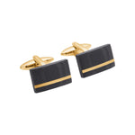 Edelstahl Manschettenknöpfe m. carbon IP Gold
