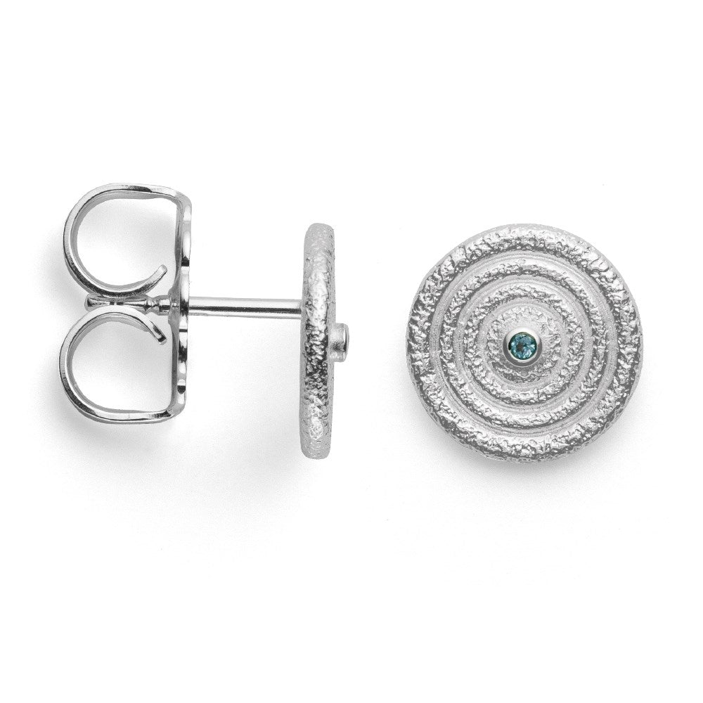 925/- Ohrringe mattiert/gebürstet, Blautopas 0,02ct