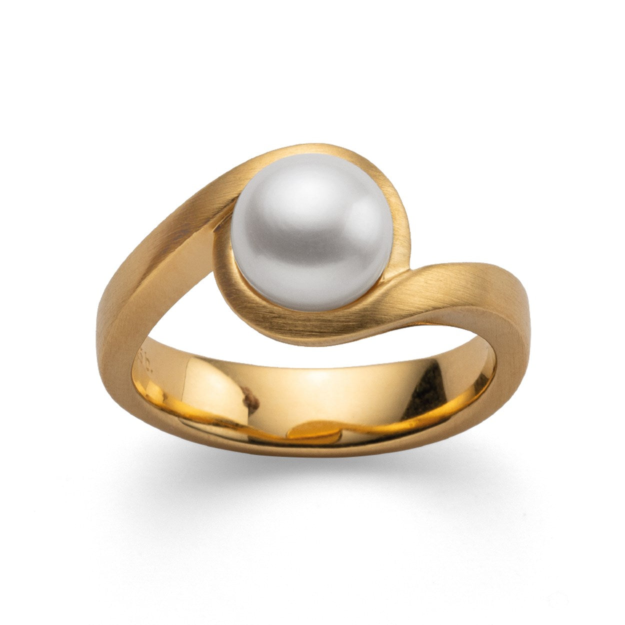 925/- Ring, matt fg, weiße Zuchtperle 3,52 ct - 54 / Nicht rhodiniert