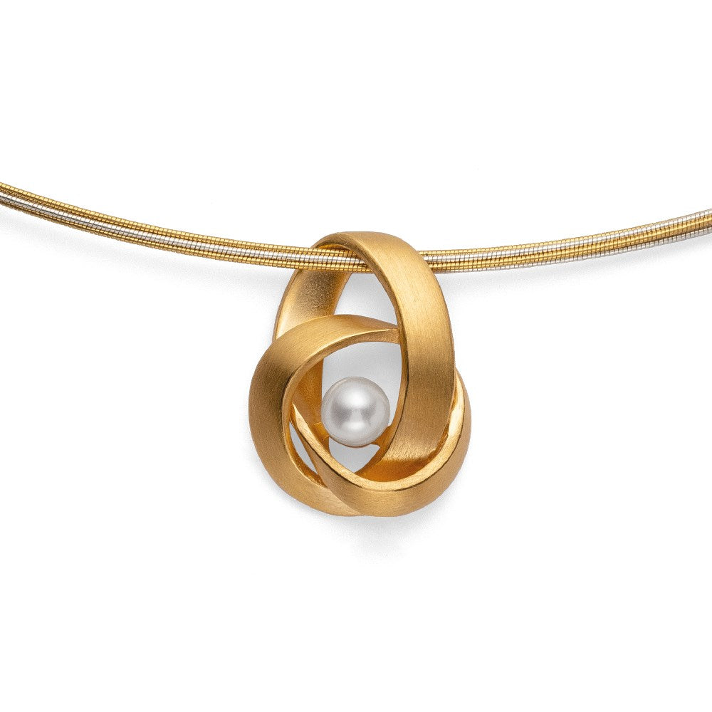 925/- Vedhæng, mat fg, hvid kulturperle 1.20ct