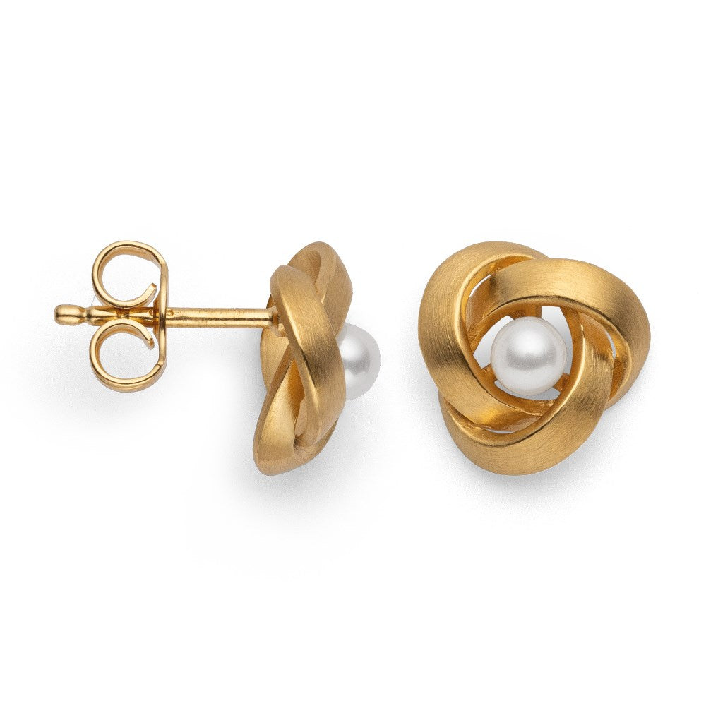 925/- Oorbellen, mat, witte kweekparels 1,40 ct
