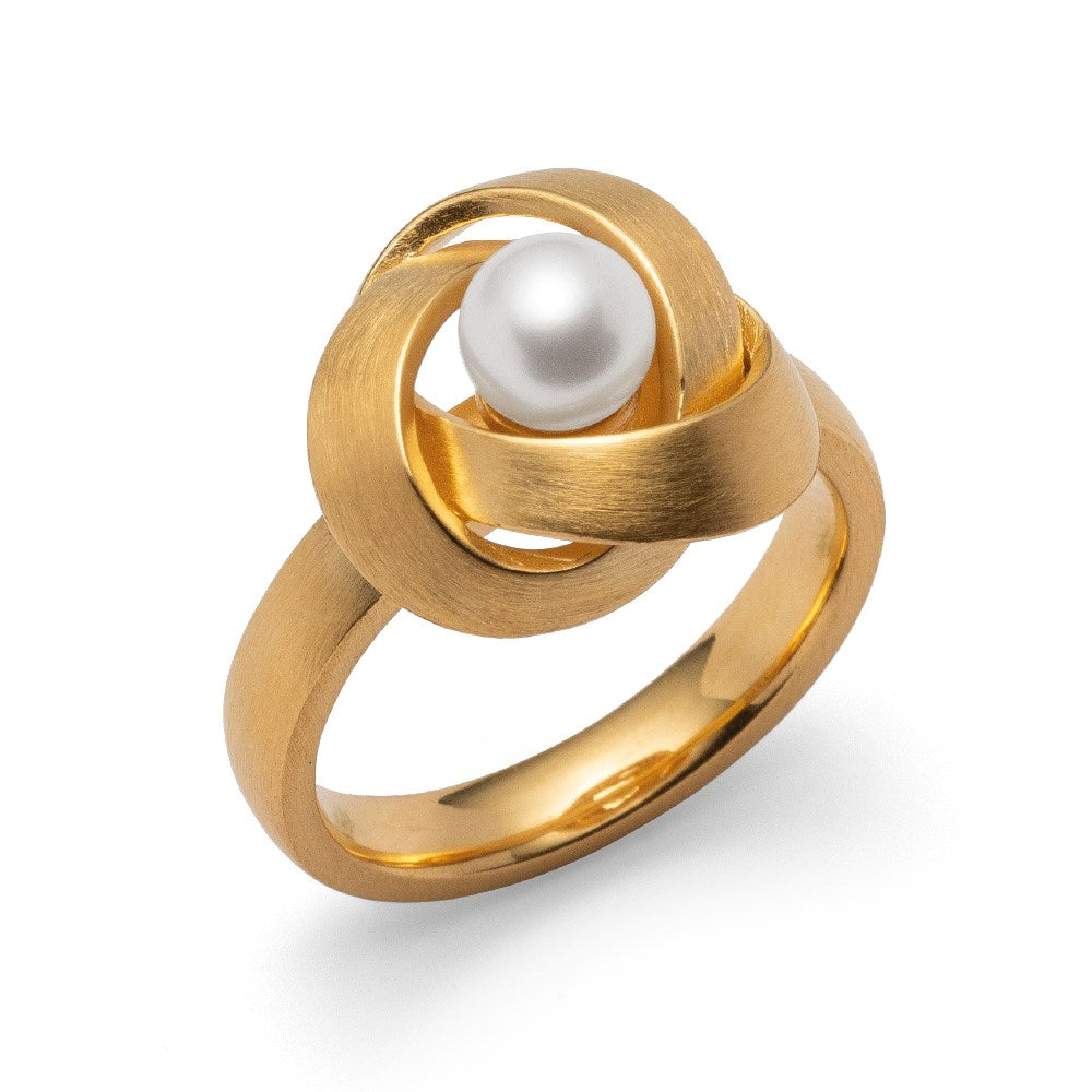 925/- Ring, matt fg, weiße Zuchtperle 1,85 ct - 52 / Nicht rhodiniert