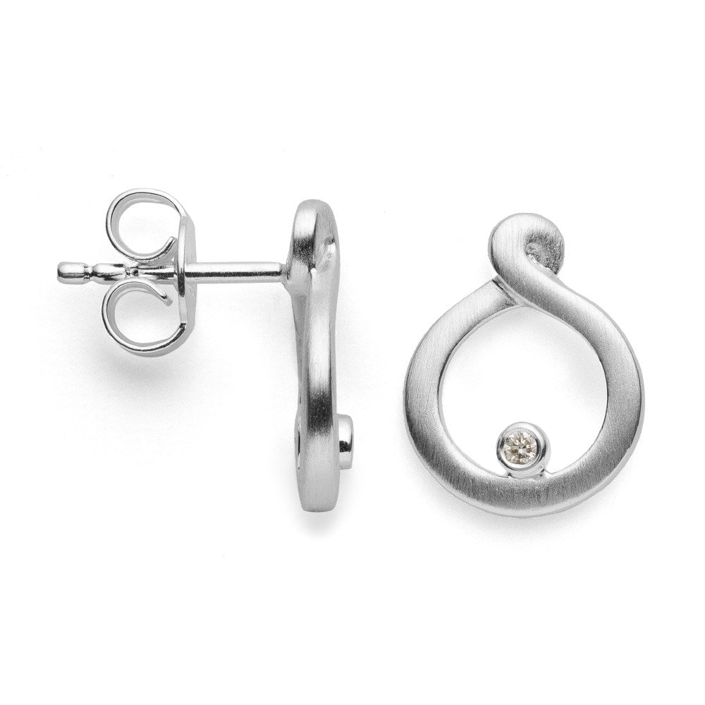 925/- Ohrringe mattiert br 0,02ct W-SI - Nicht rhodiniert
