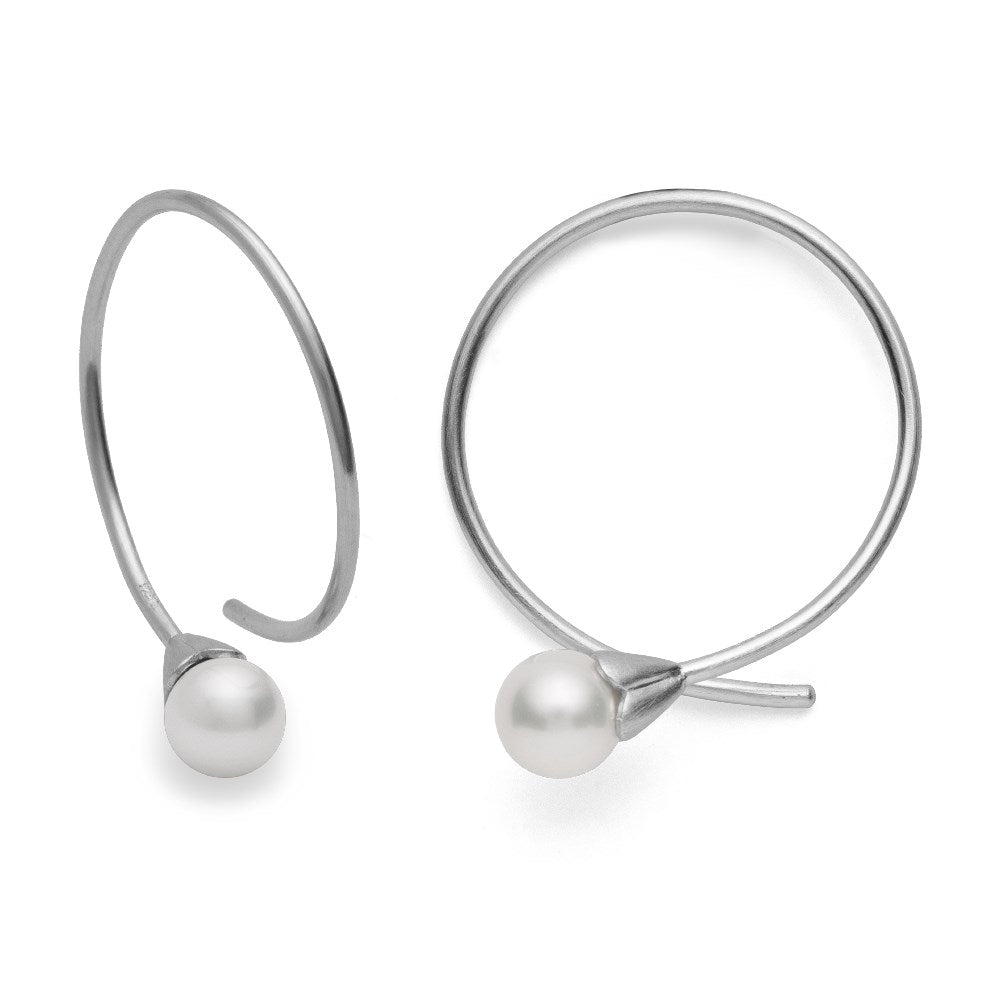 925/- earrings, rho. satin, pearls 2,30ct