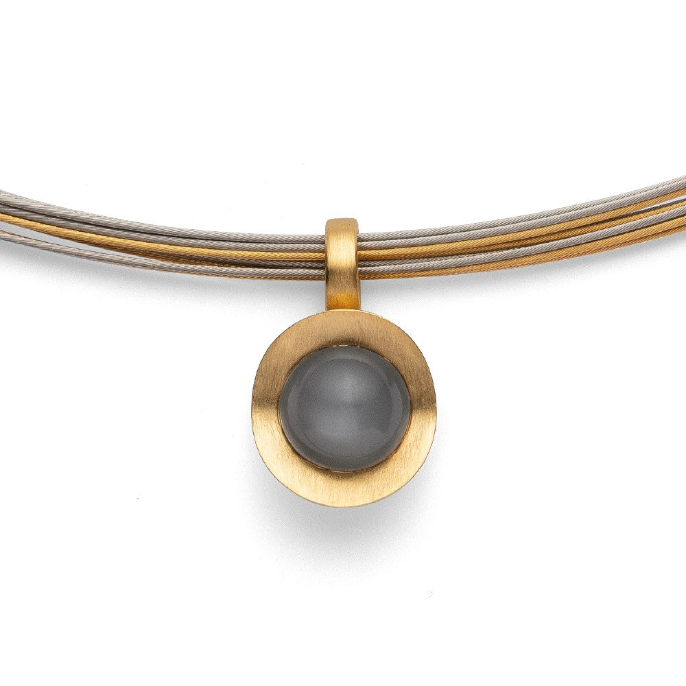 925/- Anhänger, vg. matt., Mondstein grau 2,30ct