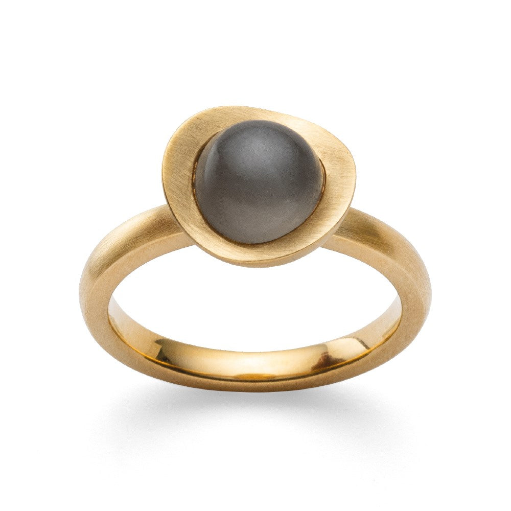 925/- Ring, matt fg, grauer Mondstein 2,30 ct - 52 / Nicht rhodiniert