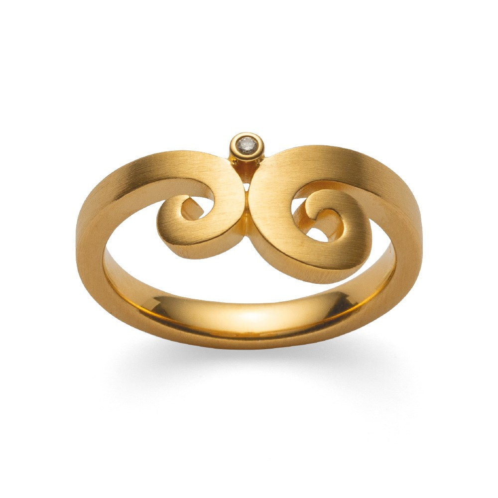925/- Ring, matt fg, Brillant 0,01ct W-SI - 52 / Nicht rhodiniert