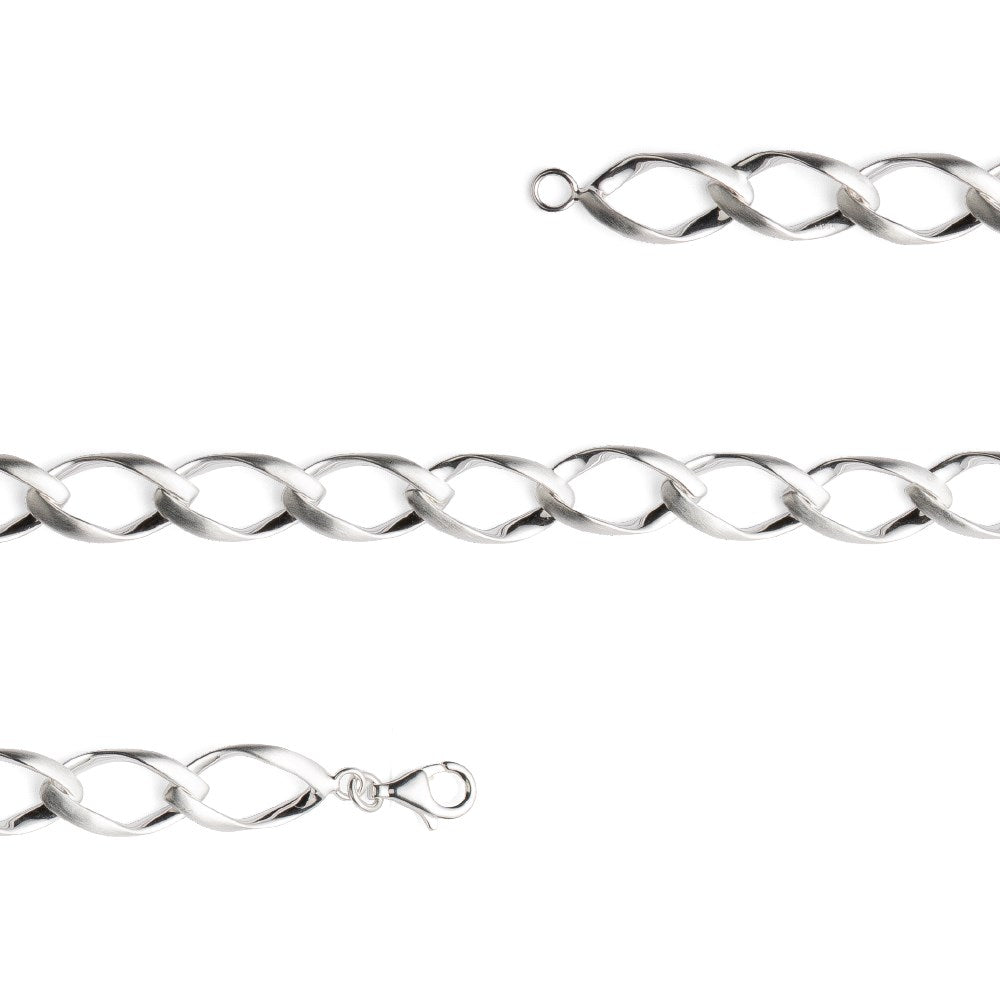 925/- Armband, rho. matt./Poliert, 19cm
