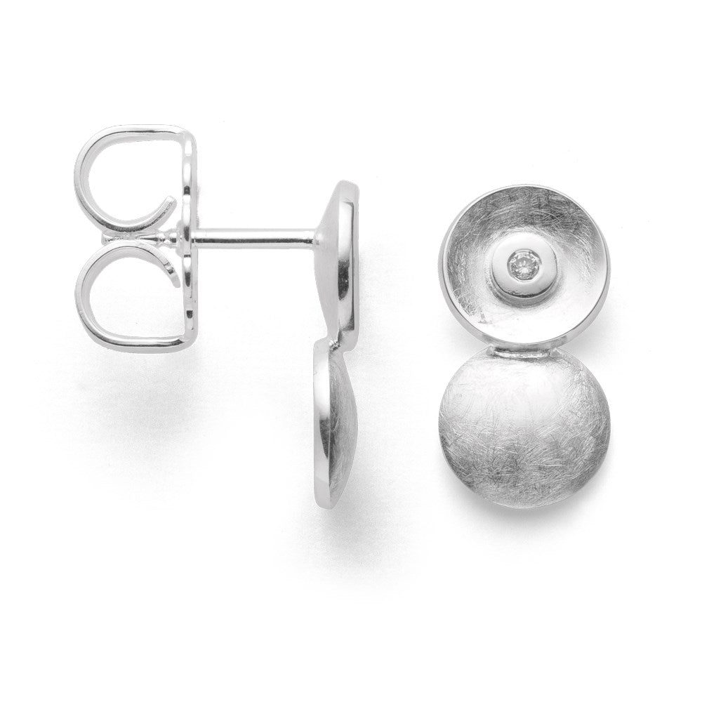 925/- Ohrstecker Kratzmatt, Brillanten 0,02ct W-SI