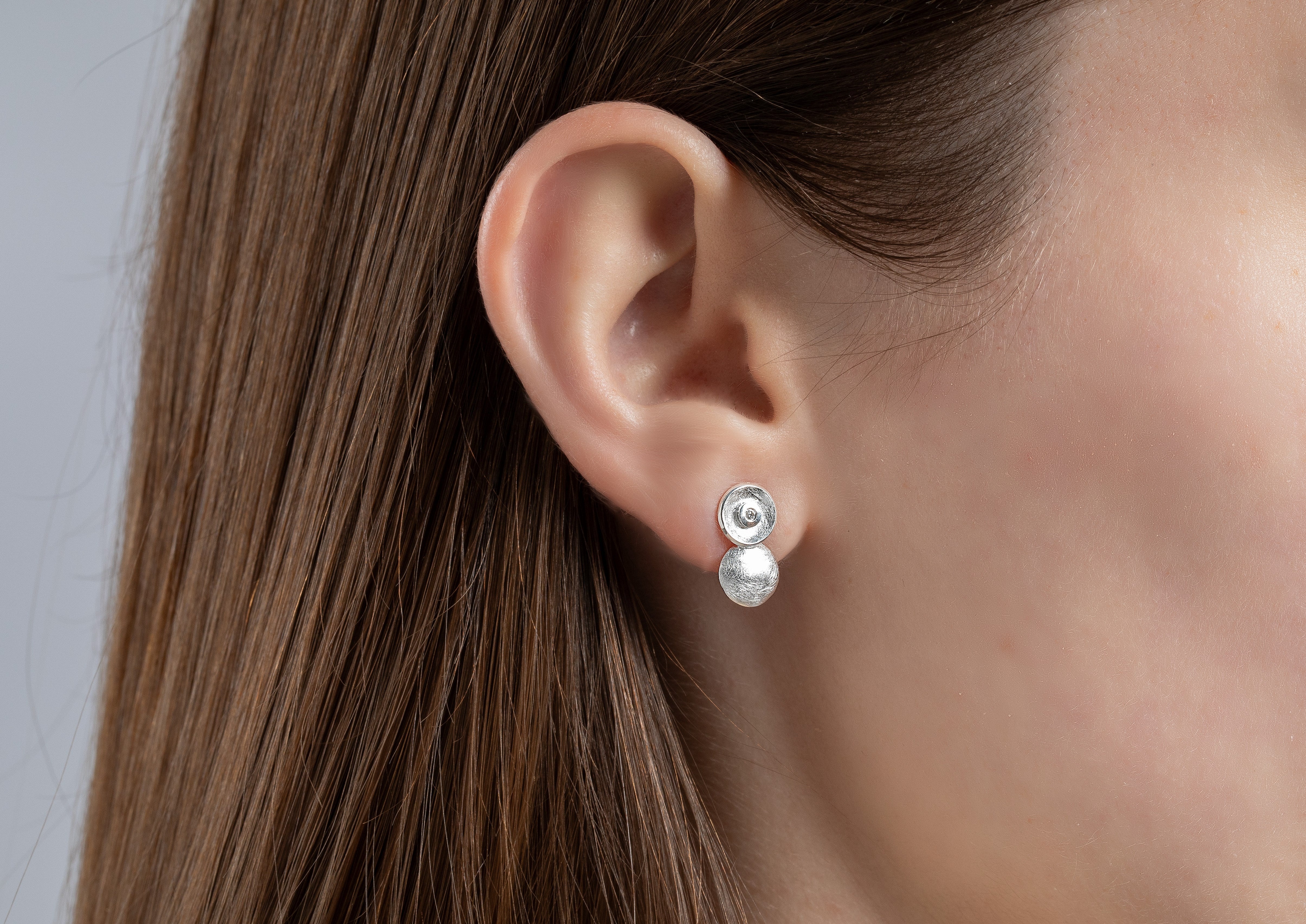 925/- Ohrstecker Kratzmatt, Brillanten 0,02ct W-SI