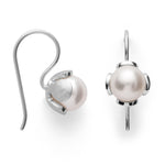 925/- earrings, rho. satin, pearls 5,10ct