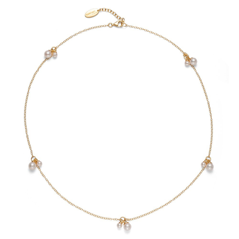 925/- Collier, vg. Poliert, Zuchtperlen 1mm