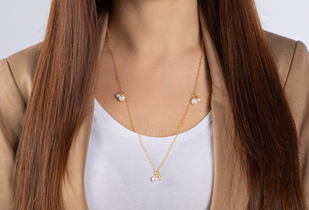 925/- necklace, gp pol., pearl 15,75ct,