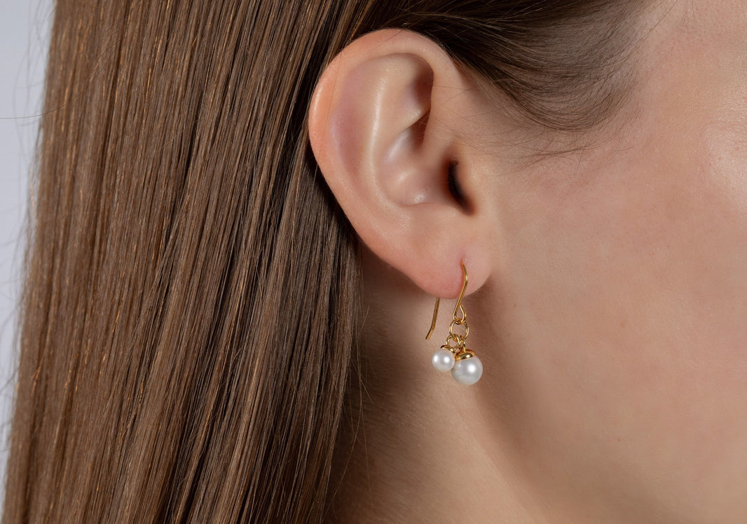 925/- earrings, gp pol., pearls 6,3ct