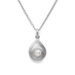 925/- Vedhæng, mat rho., hvid kulturperle 0,69ct