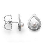 925/- ørehænger, mat rho., kulturperle 0,57 ct